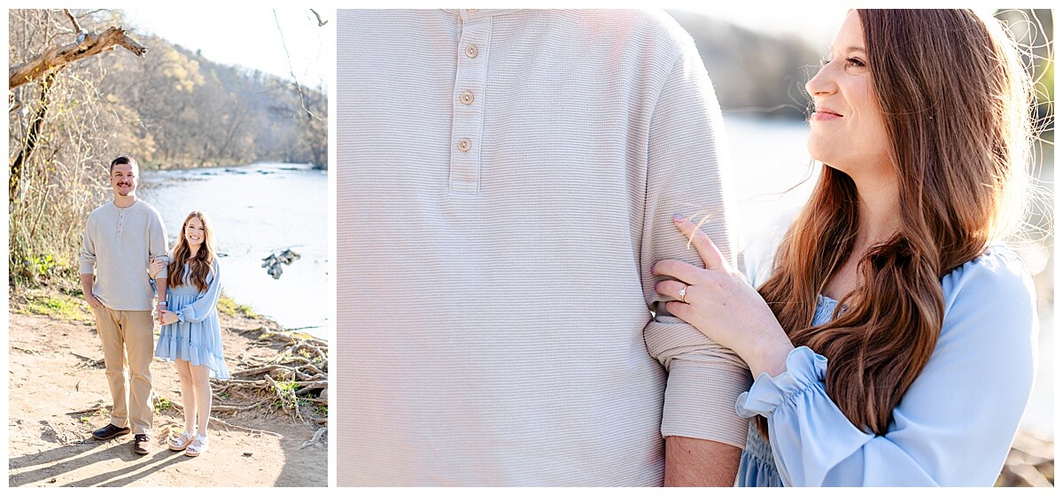 Couple Exploring Greenhill Park in Roanoke Virginia For Engagement Photos