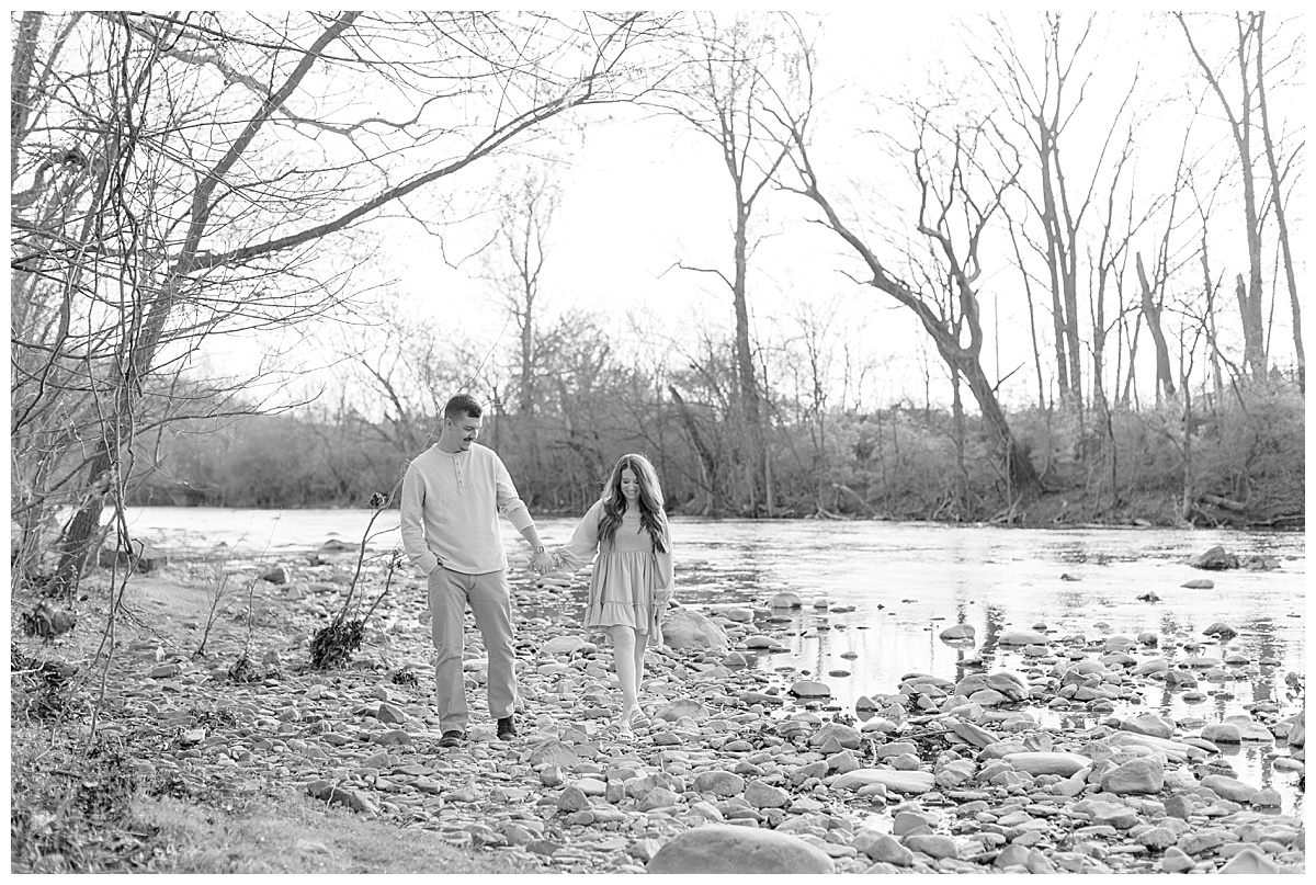 Couple Explores Riverside for Engagement Photos at Greenhill Park