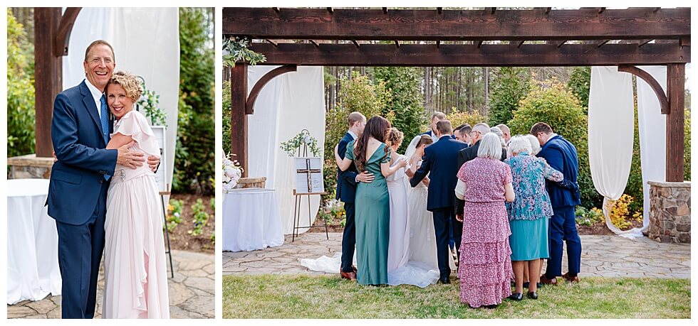 Family Praying Over Bride and Groom at The Pavilion At Carriage Farm