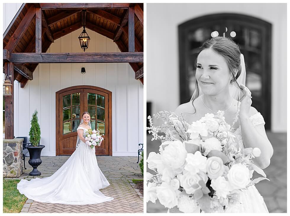 Bride Taking Bridal Portraits at The Pavilion At Carriage Farm