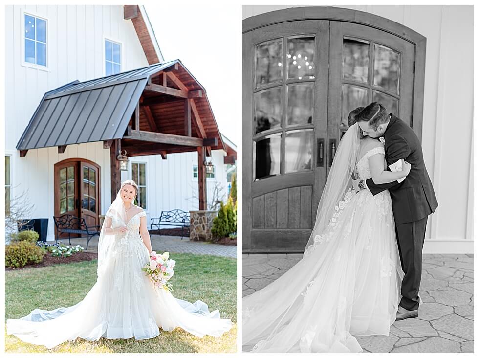 Bride Celebrating with Groom After First Look at The Pavilion At Carriage Farm