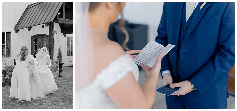 Bride and Groom Sharing Vows at The Pavilion At Carriage Farm