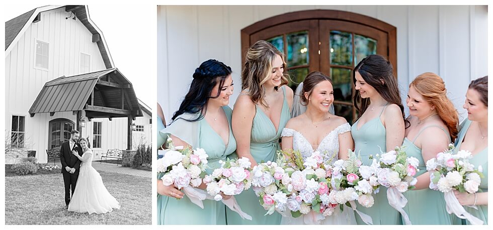 Bride taking pictures with Bridesmaids at The Pavilion At Carriage Farm