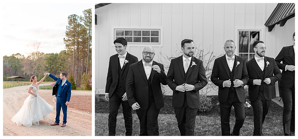 Groomsmen walking at The Pavilion At Carriage Farm