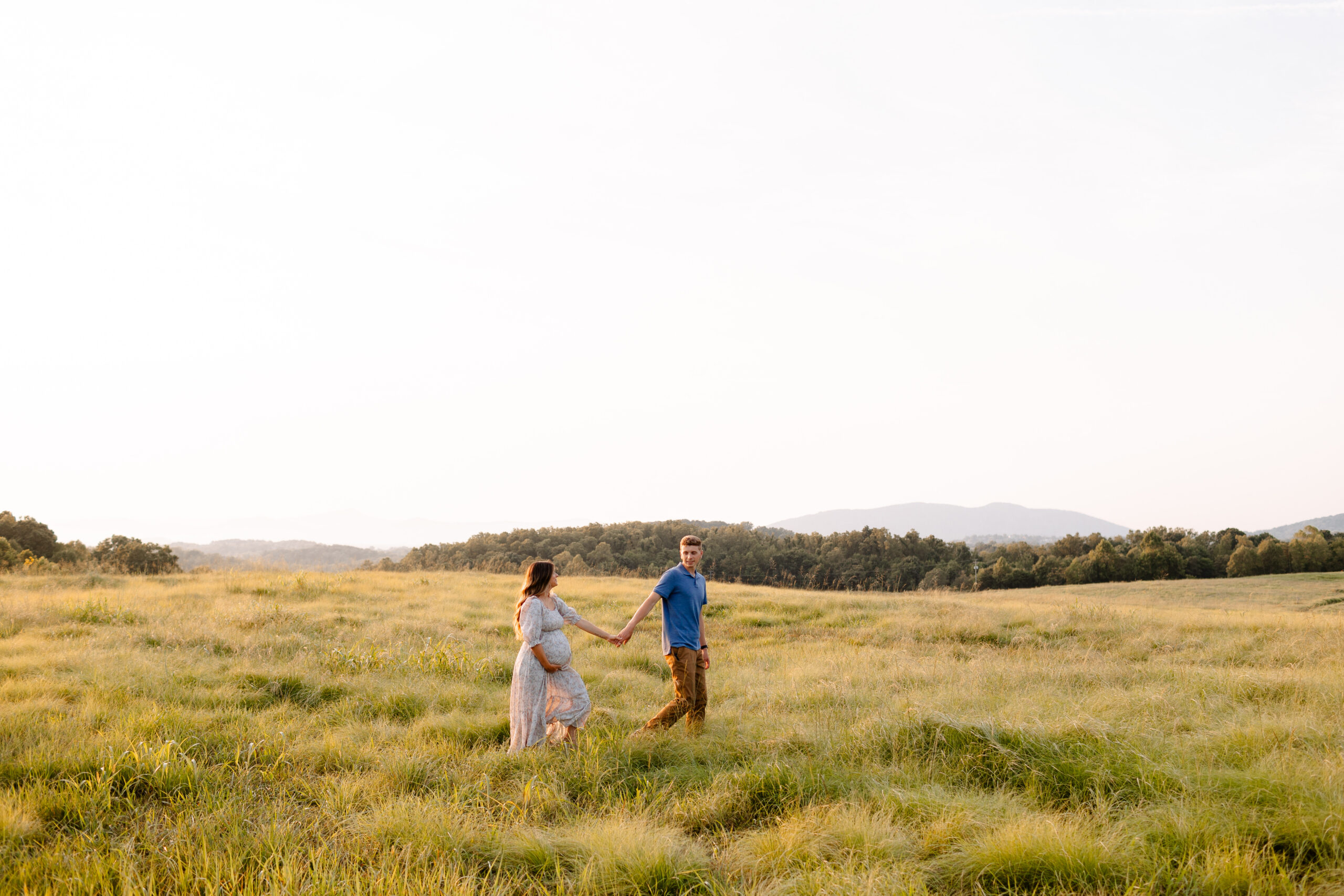 Couple exploring Roanoke Virginia Mountains. 